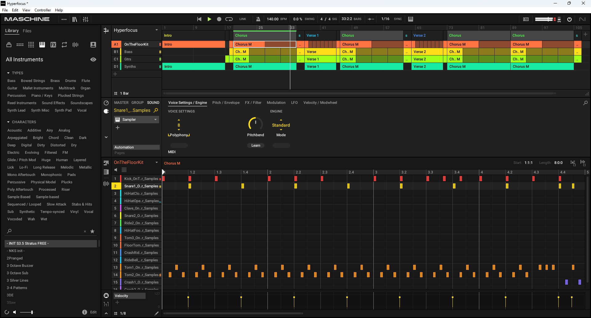 A song in early stages of development in Maschine Mikro